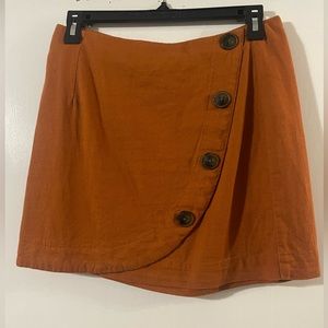 Half linen half rayon skirt with zipper on back